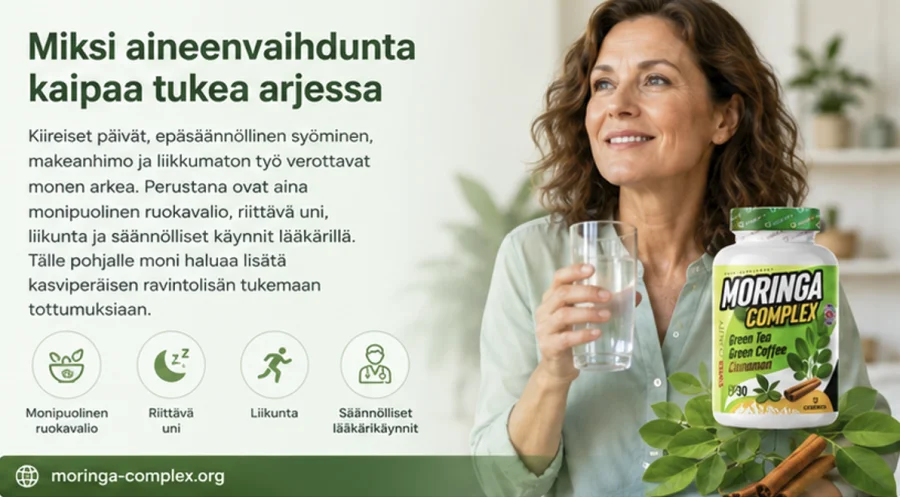 Moringa Complex — aineenvaihduntaa tukeva ravintolisä kiireiseen arkeen